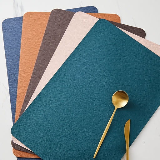 Rectangle Double Sided Color Leather Placemat(set of 6)